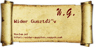 Wider Gusztáv névjegykártya